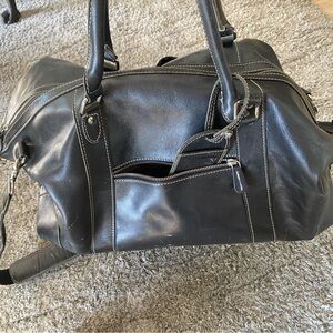 Black Duffel Bag - leather, and Sturdy Handles